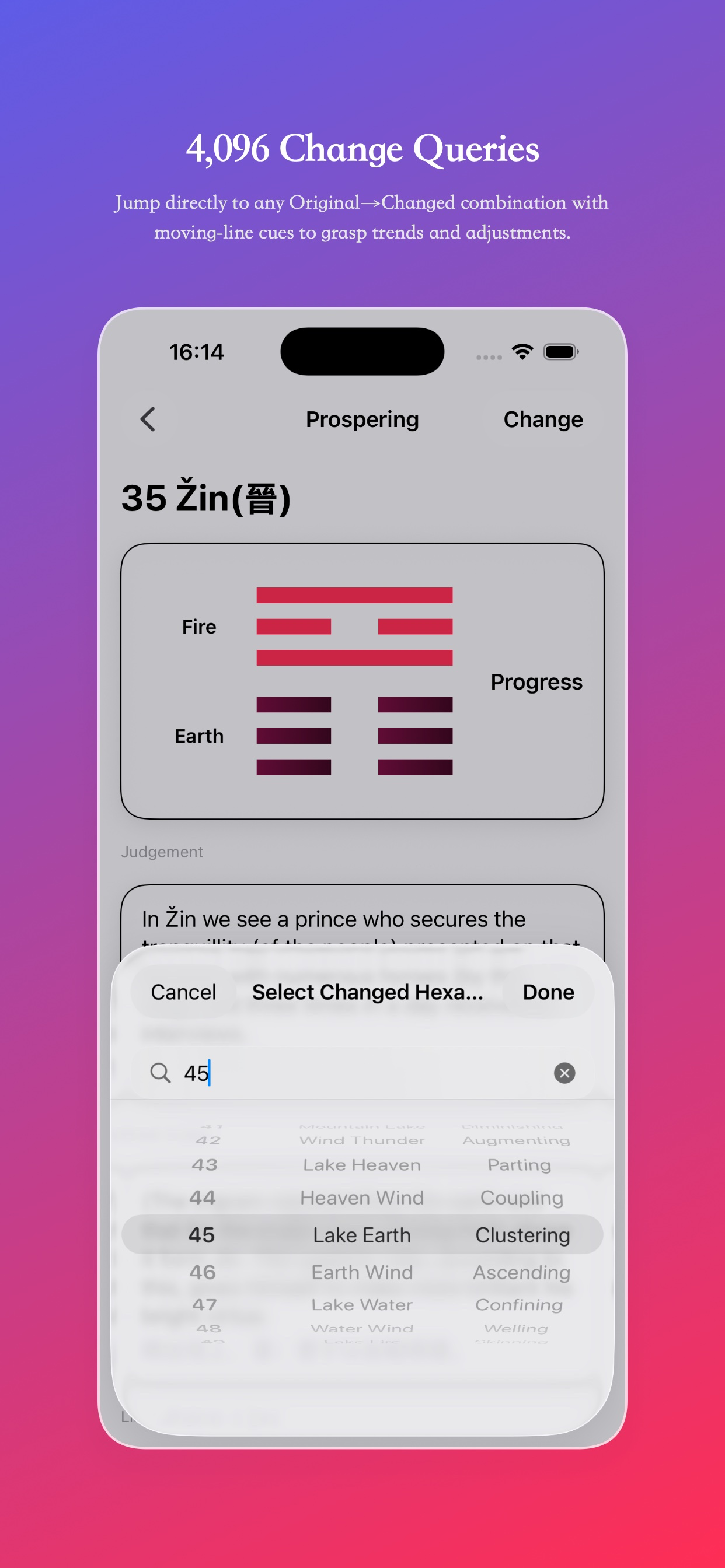 4096 I Ching change patterns screen